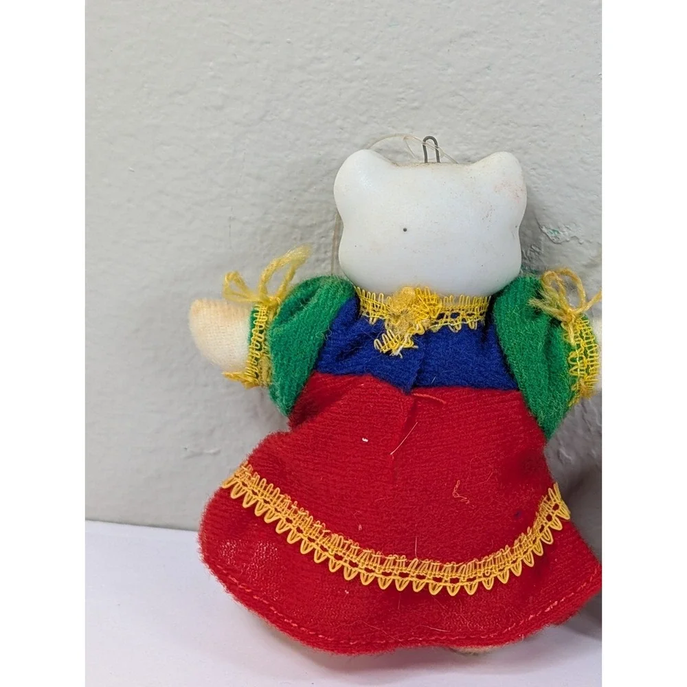 Cat‎ Christmas Ornaments Mixed Materials Cat Lovers Vintage Lot Of 3